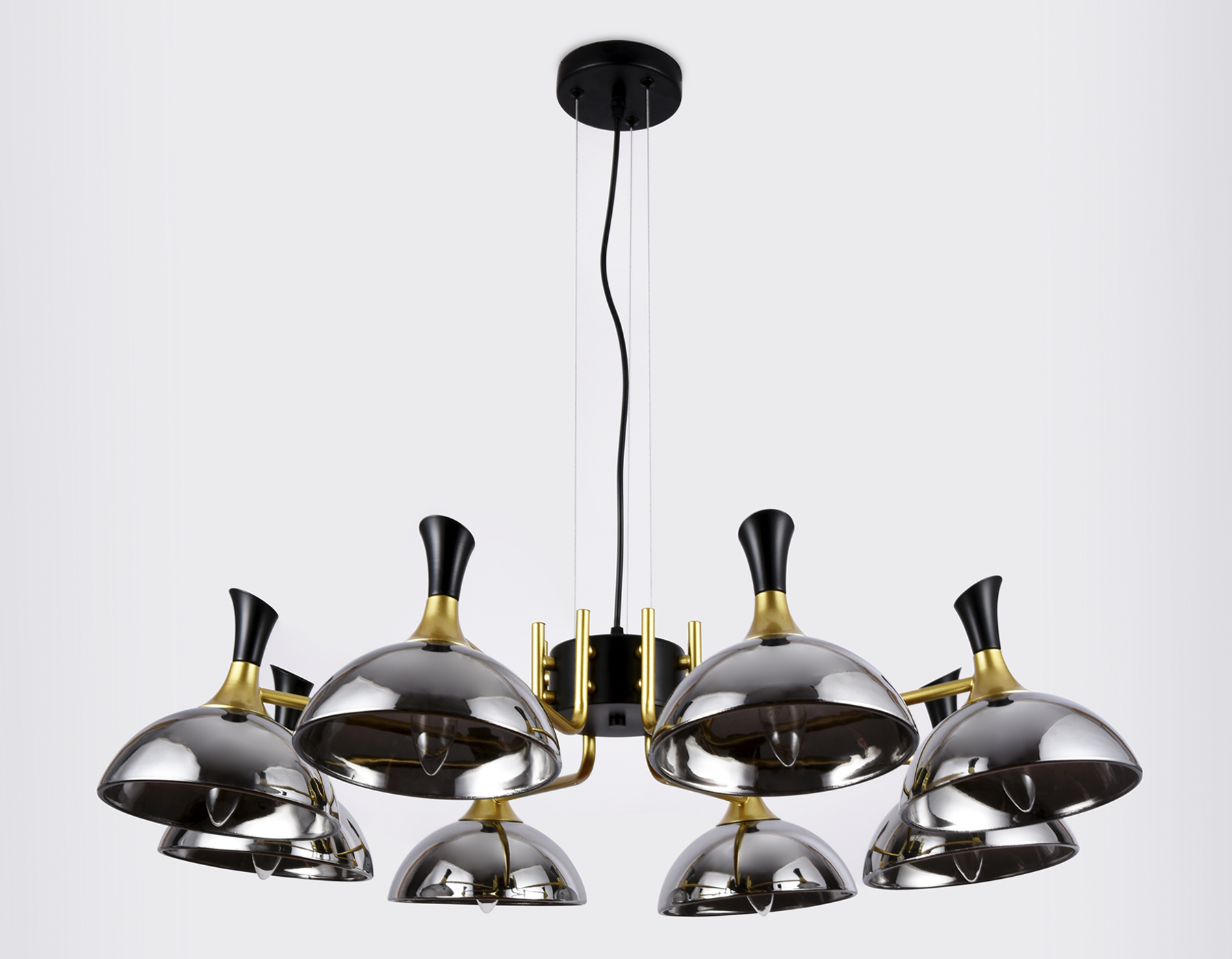 Подвесная люстра Ambrella TR9084/8 BK/GD/SM черный/золото/дымчатый E27/8 max 40W D920*750